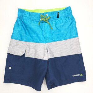 Gerry Swim Trunks Shorts Boys Small 7/8 Blue Elastic Waist Lined